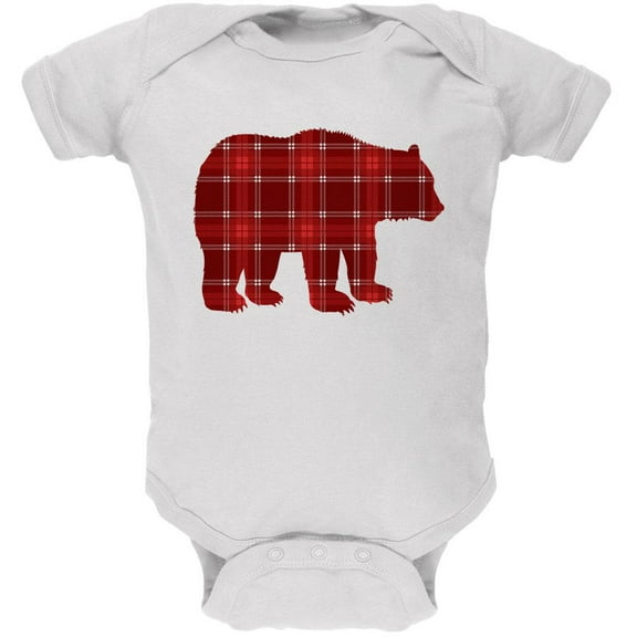 Autumn Plaid Bear Soft Baby One Piece White 12 Month