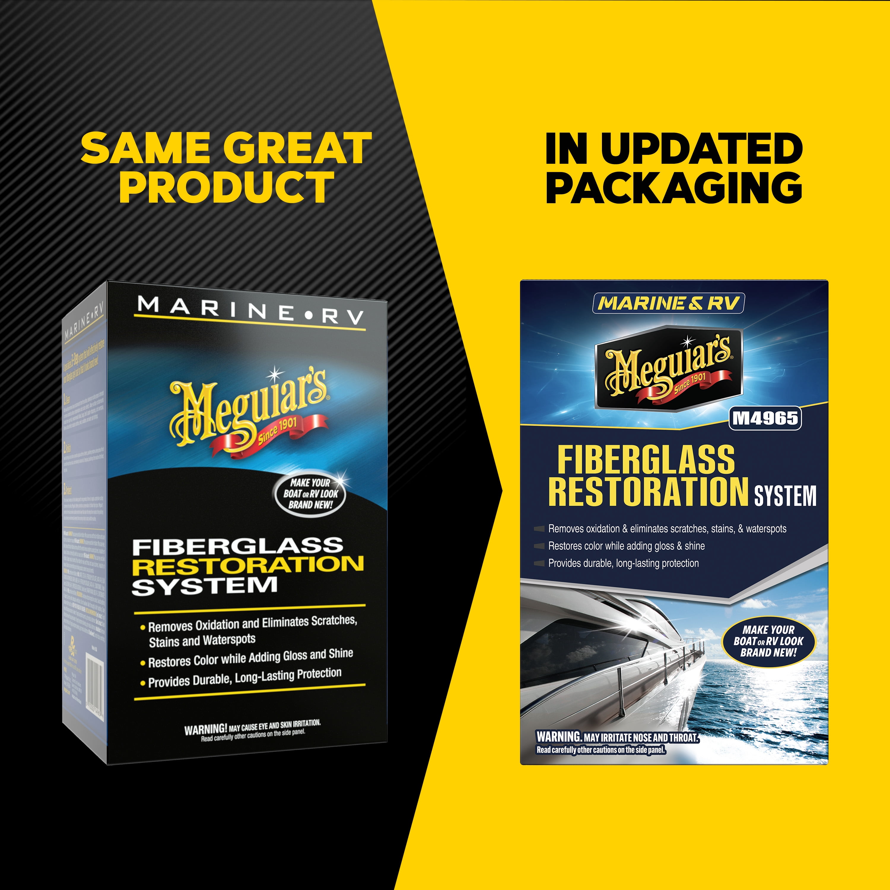 Meguiar's Marine/RV Fiberglass Restoration System, Off-White - Boat Cleaner Kit, 1 Pack