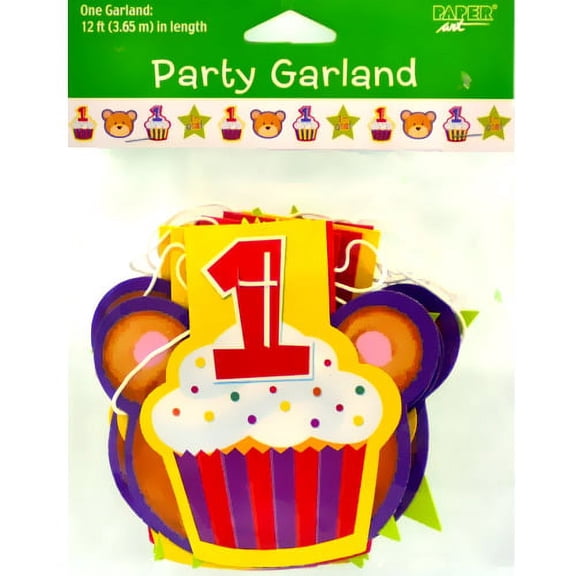 Various Teddy's 1st Birthday Party Garland (12ft) Multicolor, 1 Pack