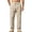 Khaki #011, variant on Men's Linen Pants Lightweight Drawstring Elastic Waist Straight Legs Loose Fit Summer Beach Yoga Pants with Pockets 2XL