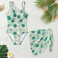 thumbnail image 4 of Xixirimido White Green Daisy Flower Print Girls One Piece Swimsuit with Adjustable Strap and Mesh Cover Up Skirt, One Shoulder Cute Bathing Suit Swimwear Set, Size 9-10 Years, 4 of 7