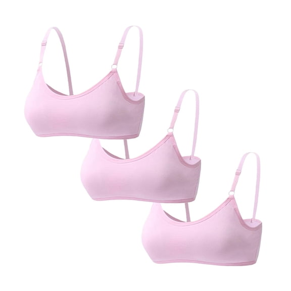 Big Girls Cotton Training Bra Wireless Light Padded Teen Bras Adjustable Straps Back Closure Soft Edge Stretchy Smooth Comfort Breathable 10-14 Years