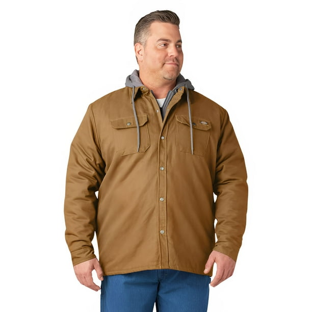 Dickies Men's Lined Fleece Hooded Duck Shirt Jacket with