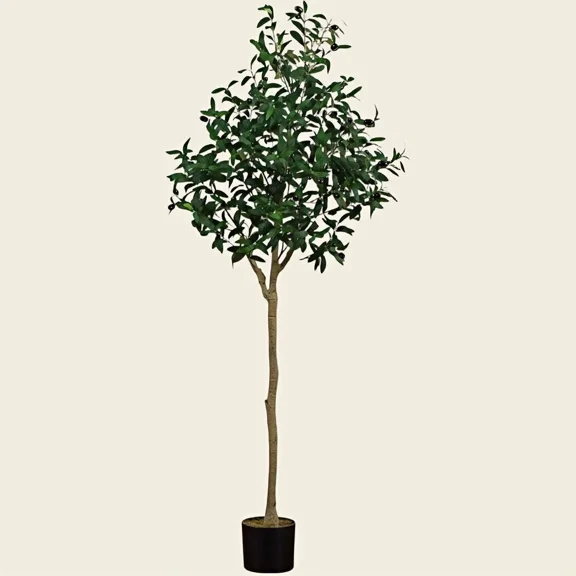 Colourtree 71 Inch Artificial Olive Tree, Faux Plant in Pot, Faux Olive Branch and Fruit, Fake Potted Topiary Tree with Dried Moss for Indoor Home Office Modern Housewarming Decoration Gift