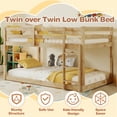 thumbnail image 3 of Solid Wood Low Bunk Bed for Boys Girls, Sesslife Twin Over Twin Bunk Bed with Guardrails & Ladder, Non-Toxic Finish, No Box Spring Needed, Easy Assembly, Natural, 3 of 7