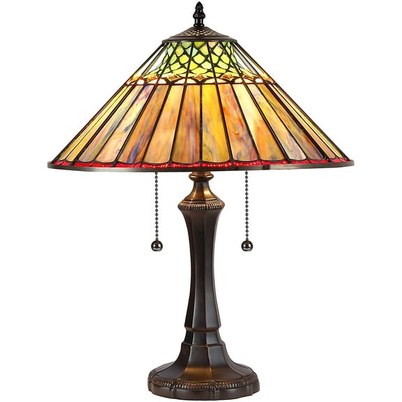RADIANCE Goods Tiffany-Style 2 Light Geometric Table Lamp 16" Shade