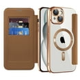 thumbnail image 4 of Allytech Wallet Case for iPhone 15 Plus with Card Slots & Lens Protector, Compatible with MagSafe, Slim Shockproof Anti-Scratch Clear Back Panel [RFID Blocking] Case - Brown, 4 of 7