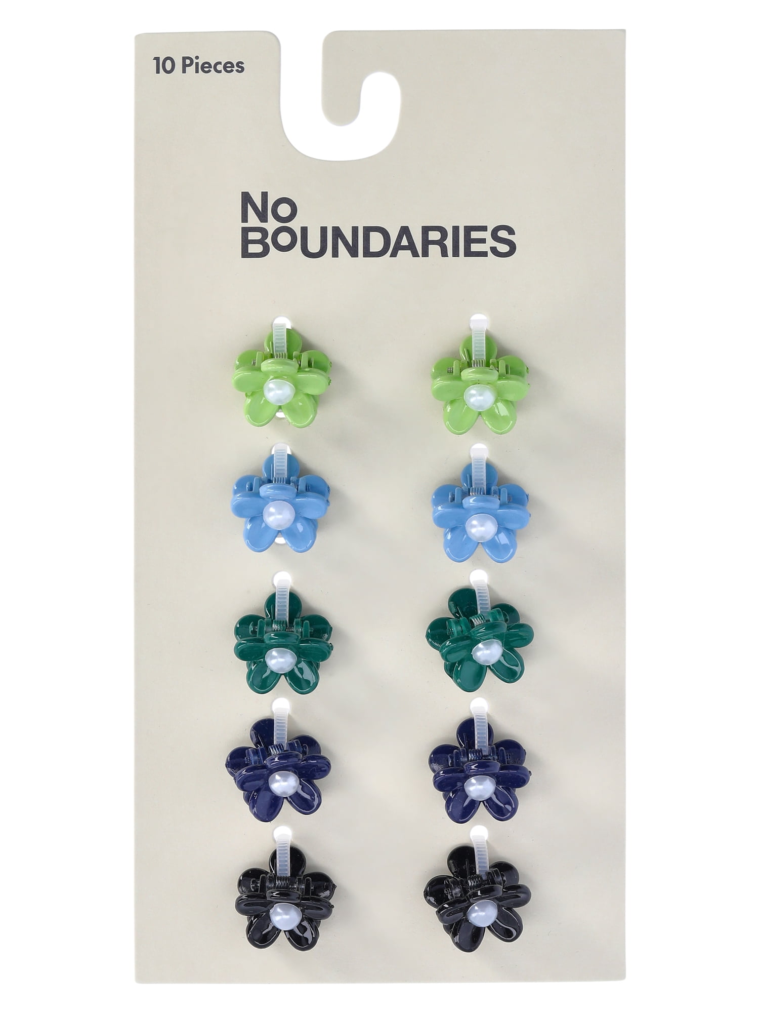 No Boundaries Flower Mini Hair Claw Clips Set, 10-Piece, Women's, Blue Multi