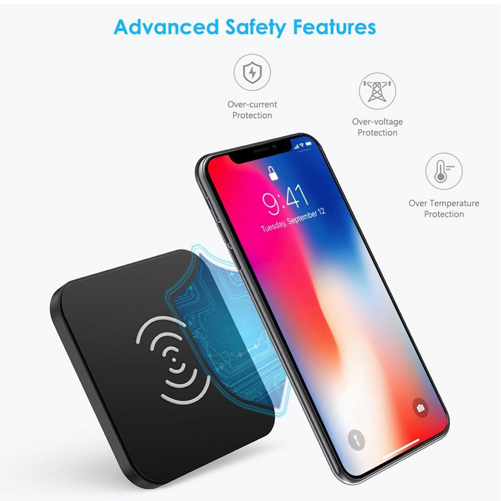 7.5W and 10W Fast Charging Ultra Slim Wireless Charger Pad w 34W 6.8Amp 3-Port Home Wall Travel AC USB Charger w Fast Port V3G for Motorola Droid Turbo, Google Nexus 6, 2 Mini MAXX - Nokia 8