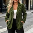 thumbnail image 4 of Purcolt Women's Stripes Blazer Dressy Casual Notched Lapel One Button Long Sleeve Boyfriend Jackets Suit Comfort Slim Fit Business Work Office Outerwear, 4 of 9