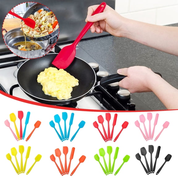 ZZkhGo 5-Piece Silicone Heat-Resistant Spatula Set Nonstick Baking Utensils with Stainless Steel Cores Dishwasher Safe One-Piece Seamless Design