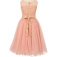 thumbnail image 2 of Embroidered Design Rhinestone Princess Little Flower Girls Dresses Peach 4 Size 4-16, 2 of 2