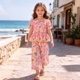 thumbnail image 4 of Amidoa Girls Summer Outfits 2 Piece Print Short Sleeve Cute Top and Casual Pants Kids Clothing Sets Multicolor Size 10, 4 of 6
