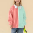 thumbnail image 2 of DxhmoneyHX Sweatshirts for Girls Fashion Patchwork Color Block Going Out Tops Casual&nbsp;Loose Lightweight Long&nbsp;Sleeve&nbsp;Blouses Fall Outfits Size 4 Years, 2 of 6
