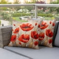 thumbnail image 6 of 2 Pack Outdoor Waterproof Throw Pillow Covers,Red Poppy Flower Watercolor Decorative Square Patio Pillowcases for Chair Couch Sofa 16x16in, 6 of 9