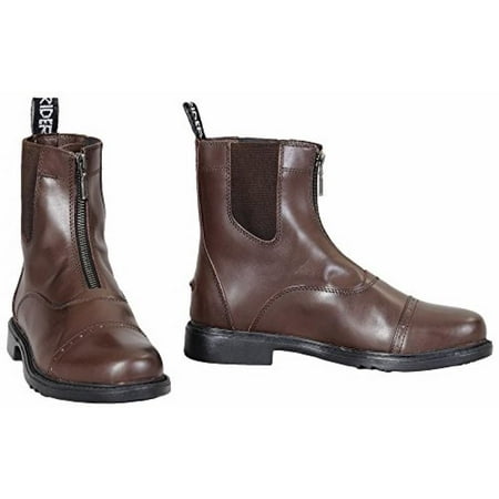 Front Zip Boots - TuffRider Men's Barouque Front Zip Paddock Boots with Metal Zipper, Mocha, 12