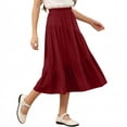 thumbnail image 4 of ATOGUTA Girls Summer Skirt Casual High Waist Stretchy A-Line Skirts Soft Skorts Fashion Clothes Size 4T-15. Wine, 4 of 6