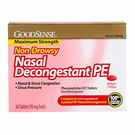 GoodSense Nasal Decongestant Phenylephrine HCl 10 mg tablets, 36-count