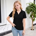 thumbnail image 6 of Girls Polo Shirts Short Sleeve School Uniform Collared Shirts Kids Lightweight Athletic Golf Tops,Black,9-10 Years, 6 of 6