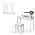 thumbnail image 4 of Topbuy Vanity Table Makeup Mirror Wood Desk Dressing Set W/ Stool 4 Drawer White, 4 of 5