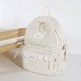 thumbnail image 4 of Corduroy Backpack, Polka Dot School Backpack with Bowknot, Lace Trim Schoolbag for Travel Shopping Outdoor, Beige, 4 of 10