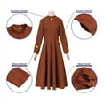 thumbnail image 5 of ZANZEA Women Vintage O-Neck Back Zipper Long Sleeve Pleated Dresses, 5 of 8