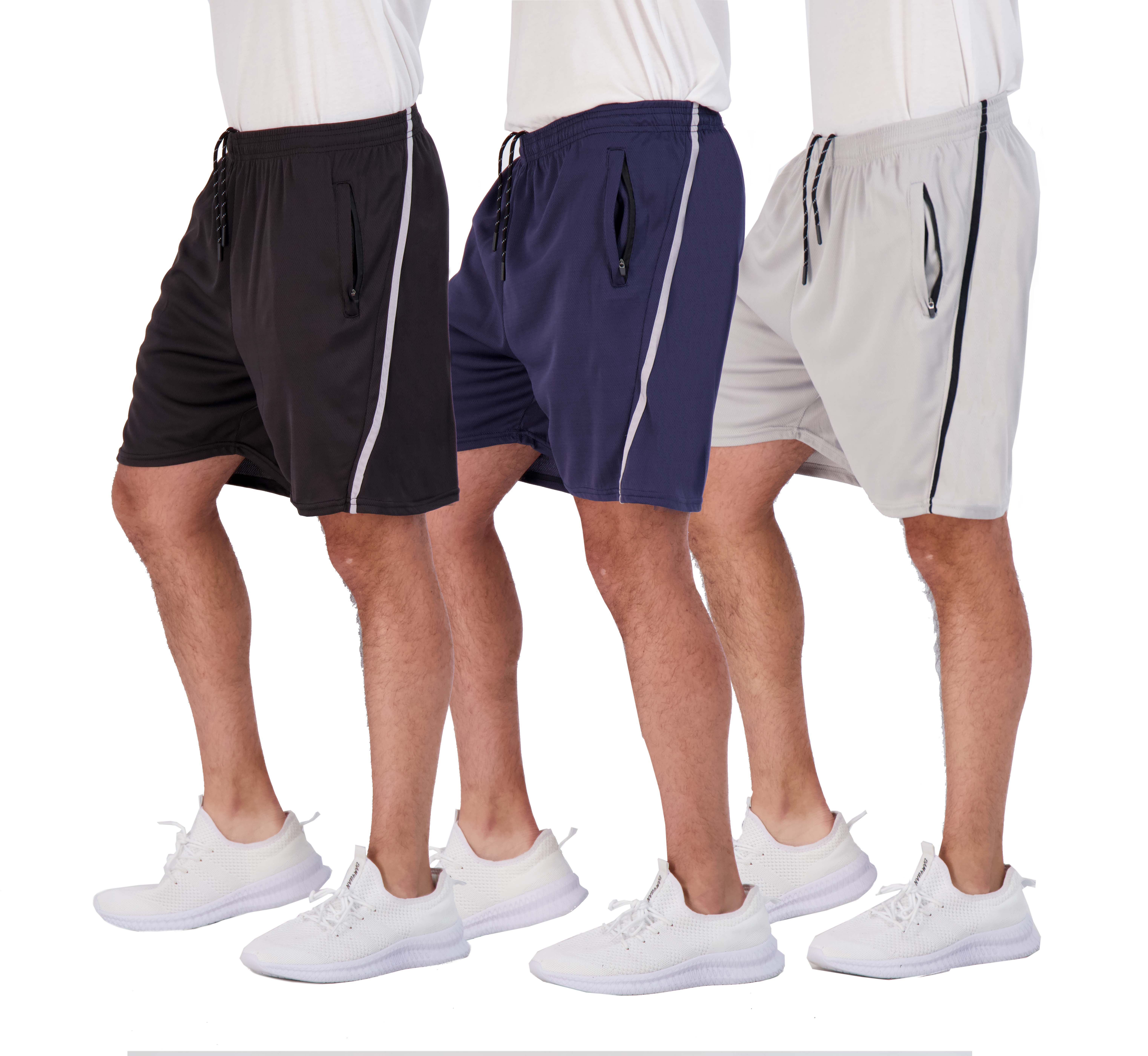 men's mesh shorts with zipper pockets