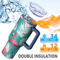 thumbnail image 5 of OBREWU Flamingo and Palm Leaves Tropical Hawaii Tumbler with Handle and Lid,Flamingo and Palm Leaves Tropical Hawaii 40oz Double Wall Vacuum Insulated Tumbler,Cups Gift for Women and Men, 5 of 7