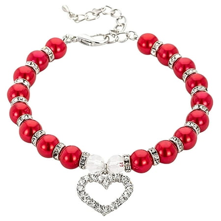 Ftwujt Dog Necklace Dog Necklace Collar Pearl Dog Collar Dog Pearl Necklace Collar Cute Pet Jewelry Pearl Collar  1 Piece Pet Pearl Collar for Small Pet Cat Dog Collar Dog Bone- Pendant Jewelry