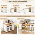 thumbnail image 2 of TREXM Extendable Dining Table - Kitchen Island with Storage & Rollers (Natural/Creamy White), 2 of 8