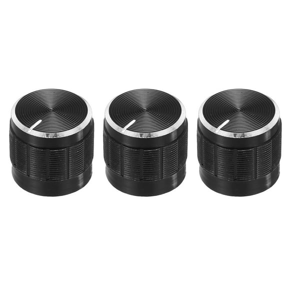3pcs Potentiometer Knob Knurled Shaft Black Aluminum 6mm Shaft Dia. Rotary Knob 15mmx13mm Volume Control Knob