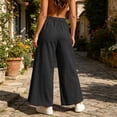thumbnail image 4 of Oiangi Womens Plus Size Wide Leg Pants Elastic Waist Palazzo Pant Fall Trendy Ankle Trousers with Pockets Black 4XL, 4 of 7