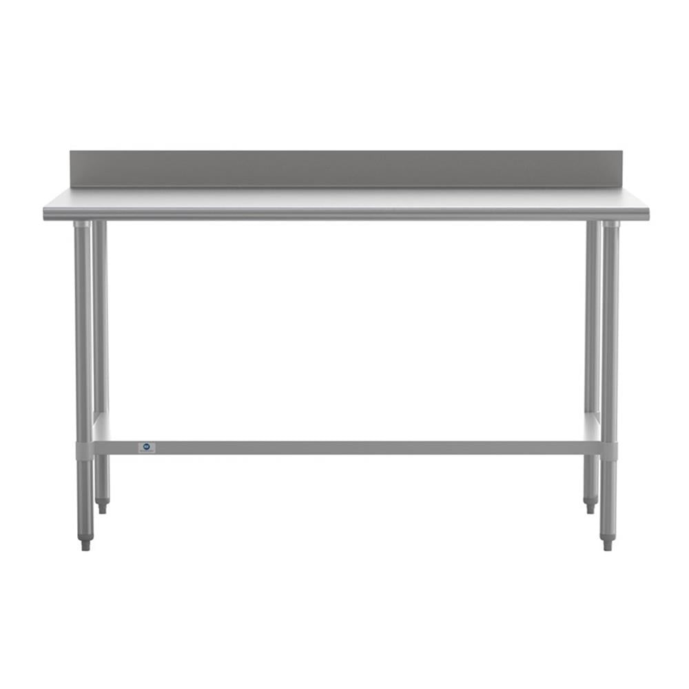 Pemberly Row Stainless Steel Kitchen Prep & Work Table with Shelf & Backsplash