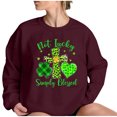thumbnail image 2 of Qiopertar Mode Femmes Saint-Patrick Décontracté Manches Longues Col Rond Imprimé Chandail en Molleton Dames Hauts Blouse Offres de la Semaine Liquidation Moins de 5$ jusqu'à 90 % de Réduction, 2 of 5