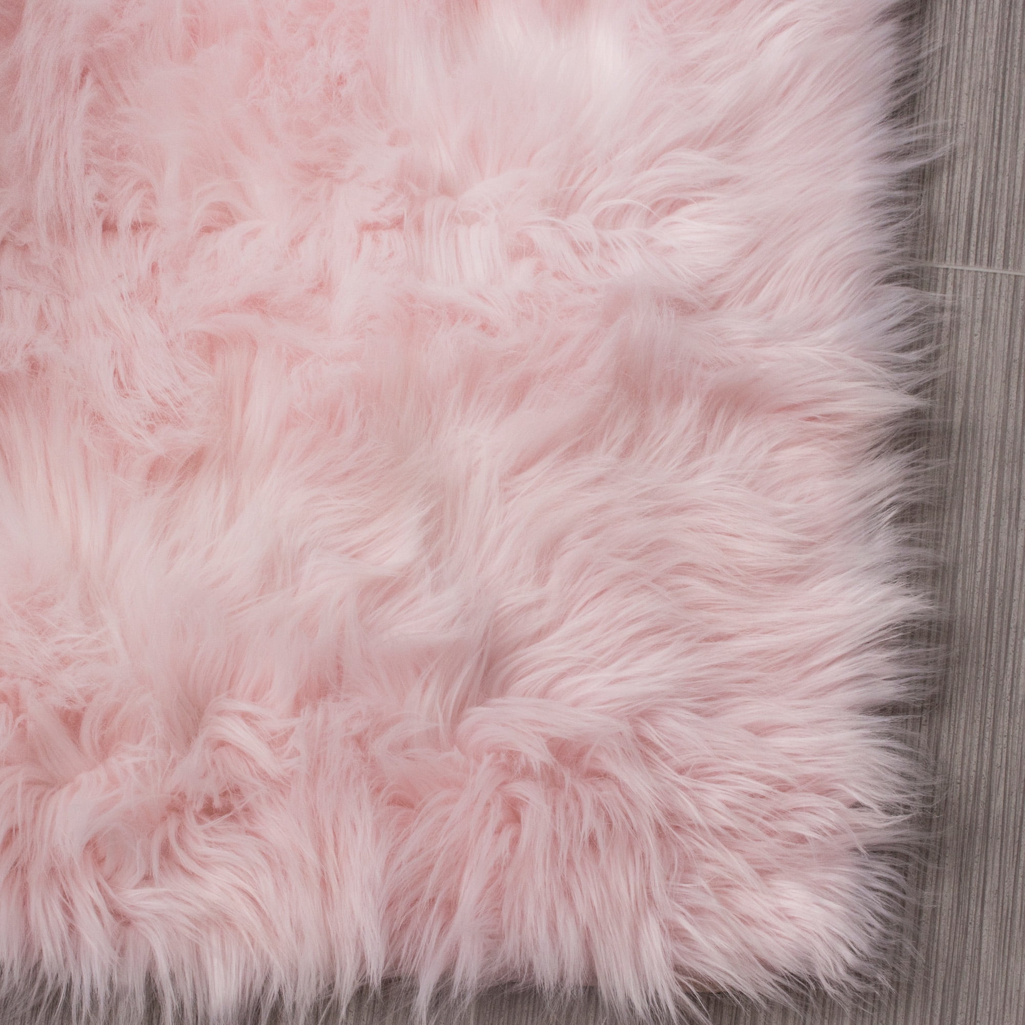 Ultra Soft Faux Sheepskin Fur Rug SER01 Light Pink 3' X 5'