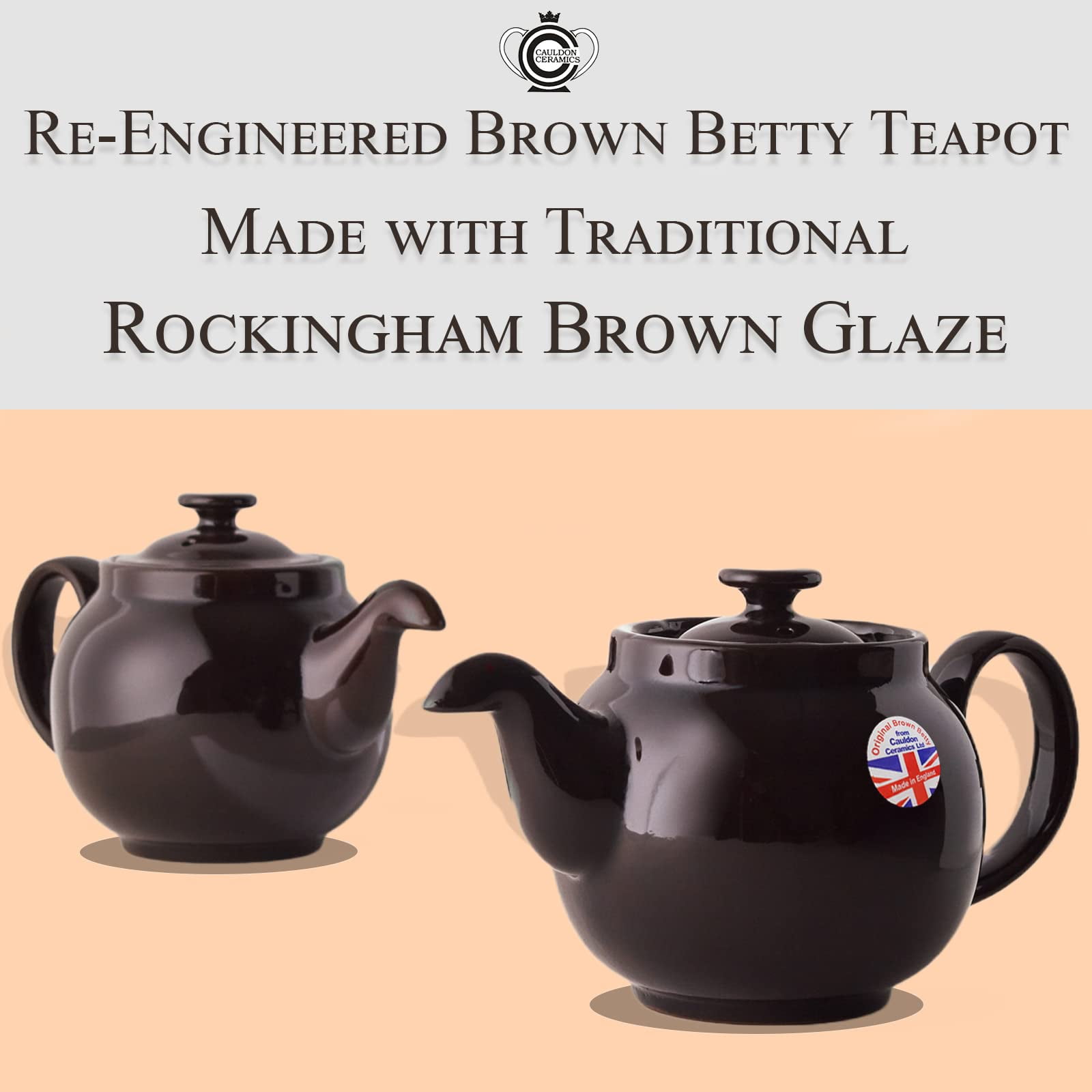Cauldon Ceramics Re Engineered Ian McIntyre Brown Betty 4 Cup Tea Pot with Infuser Redesigned Brown Betty Teapot Traditional Ceramic Teapot 30 fl oz Authentic Made in England Teapot Walmart