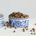 thumbnail image 2 of Creative Co-Op Stoneware Pet Bowl with Design, Blue and White, 2 of 5