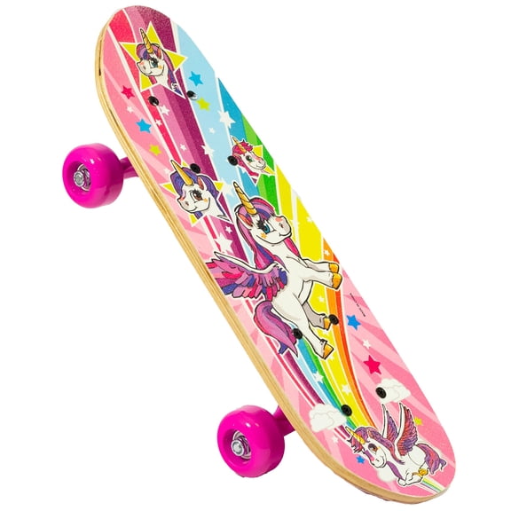 Ozbozz: 17" Skateboard - Unicorn - Heavy-Duty Flashing Wheels, Anti-Slip Grip, Smooth-Ride Bearings, Wooden Deck, Outdoor Ride-On Toy, Kids Ages 3