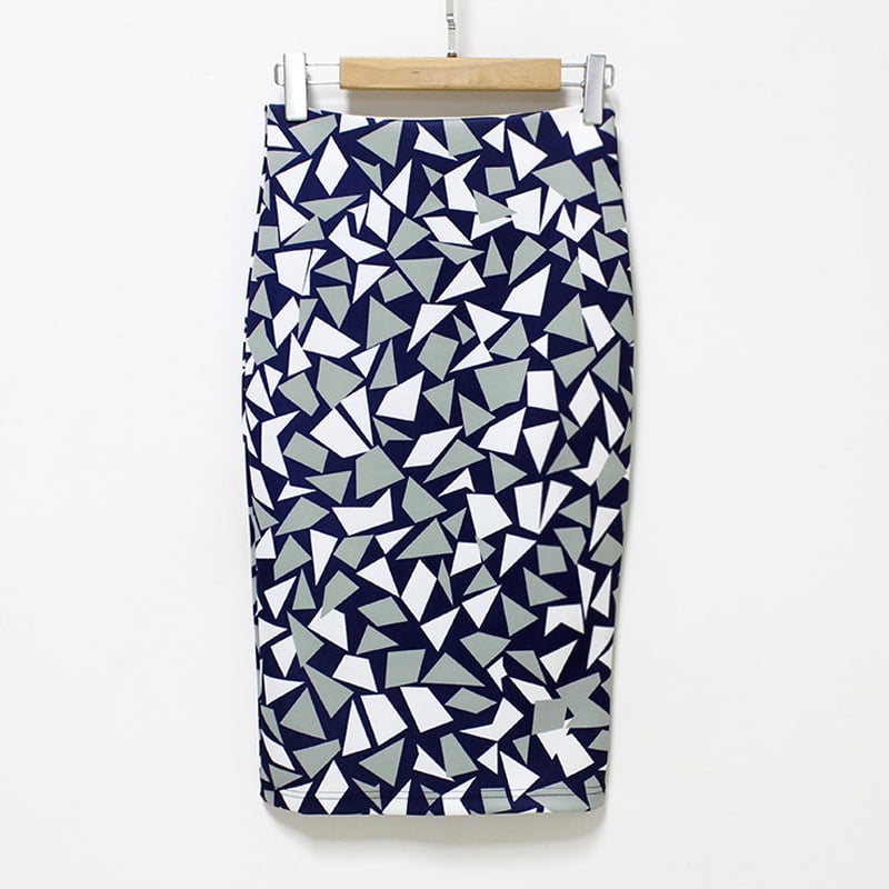 geometric midi pencil skirt