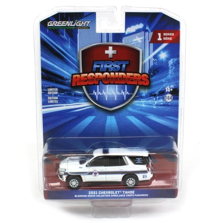 Greenlight Collectibles 1/64 2021 Chevrolet Tahoe Blooming Grove Ambulance Washingtonville NY First Responders Series 1 67040-F