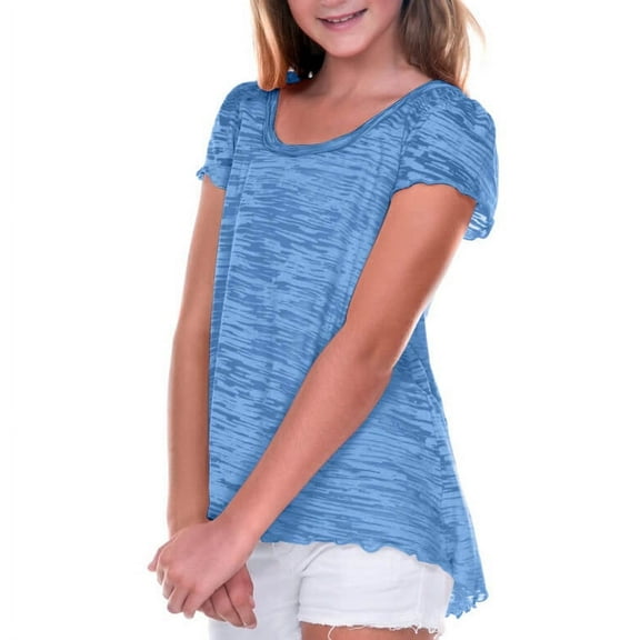 Kavio! Big Girls 7-16 Burnout High Low Flutter Sleeve Top Azure XL