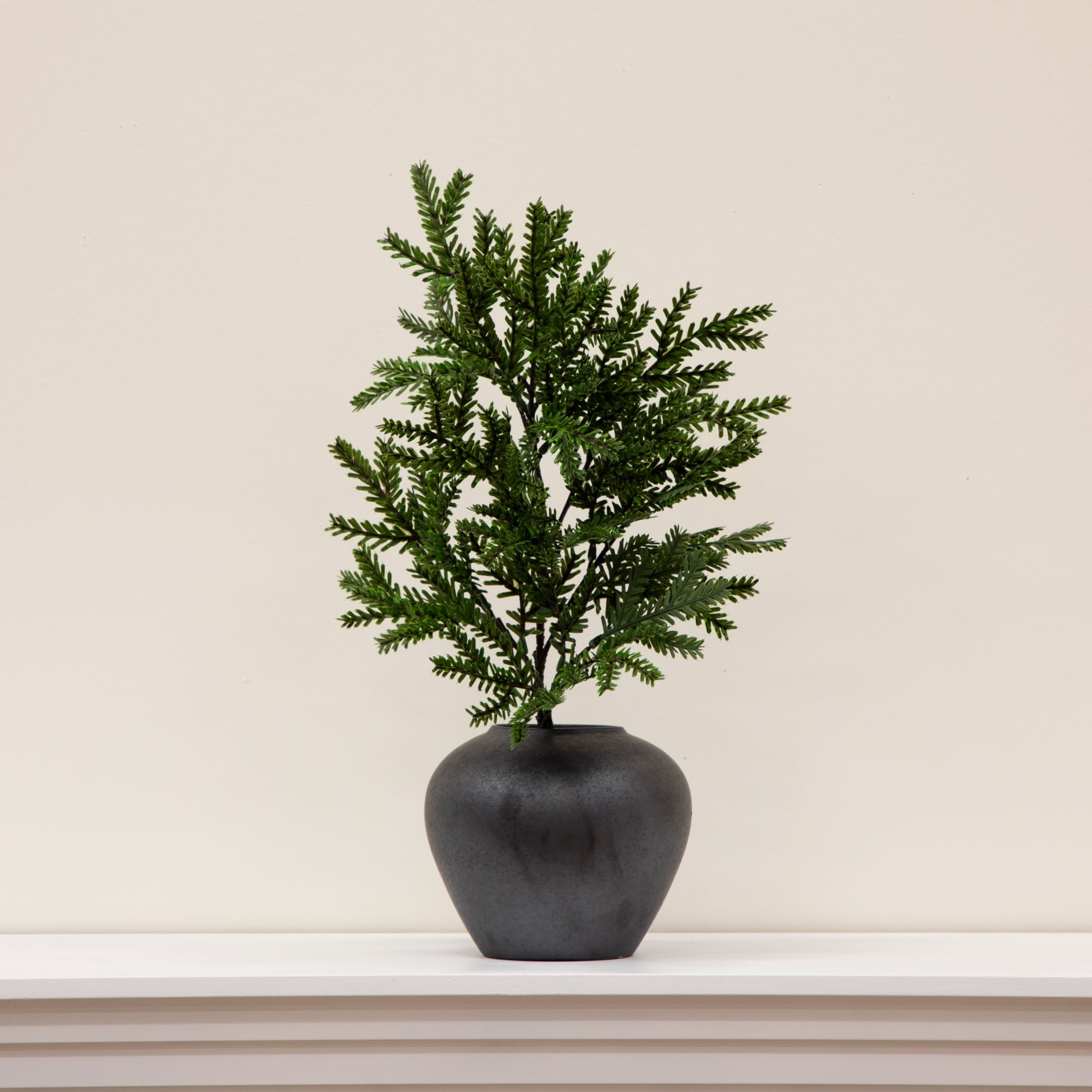 Better Homes & Gardens Ceramic Round Urn Vase, 7", Dark Gray