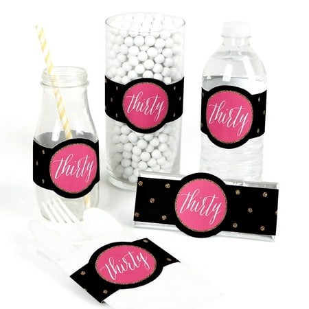 Chic 30th Birthday - DIY Party Wrapper Favors - Set of
