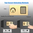 thumbnail image 3 of RIFLEWELL 0.8 Cub Safe Box - Small Home Safe for Money Jewelry Documents, Security Safe Box, Solid Steel Lock Box with Digital Electronic Security Keypad for Home Office Hotel (Black Gold), 3 of 7