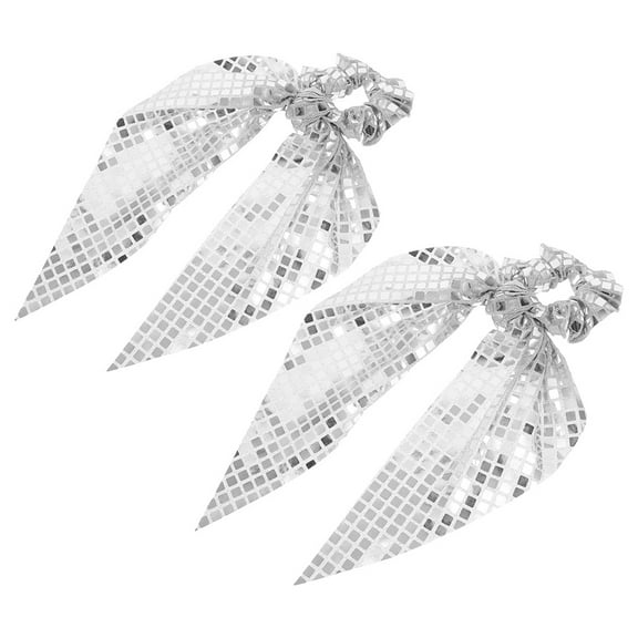 Hemoton 2pcs Sequin Hair Scrunchies Sparkly Hair Ties Glitter Bowknot Ponytail Holders for Disco Party Cute Hair Accessories for Girls