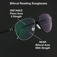 thumbnail image 2 of Gunmetal Bifocal Photochromic Gray Reading Glasses 2.00 Aviator-Style Sunglasses Presbyopic Eyeglasses Oversized Metal Readers +2.00 for Men and Women UV, 2 of 6
