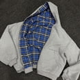 thumbnail image 2 of IWRICH Mens and Womens 20s Reversible Hoodies Plaid Preppy Hoodie Streetwear Vintage Zipper Hooded Sweatshirt XXL, 2 of 9