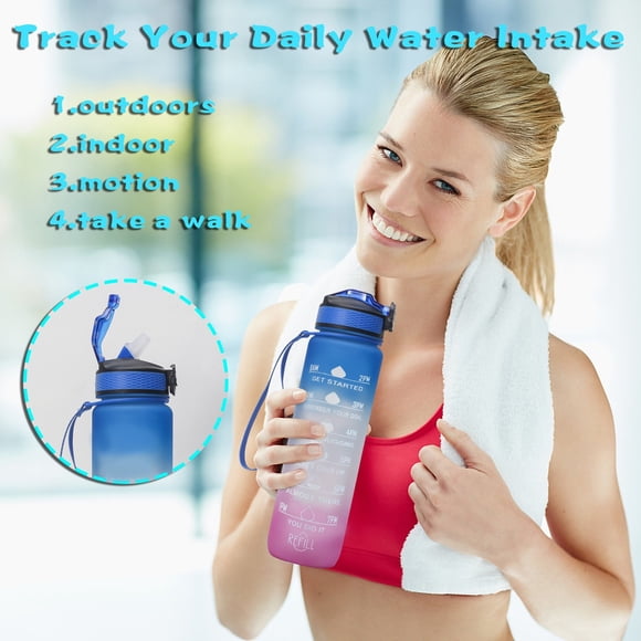 Dvkptbk Sports Water Bottle 1L Outdoor Sports Bottle Portable Leak-Proof Hiking Camping Bottle Fitness & Yoga Equipment