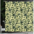 thumbnail image 3 of Ambesonne Camouflage Shower Curtain, Pale Clothing Motif, 69"Wx84"L, Green Yellow, 3 of 4