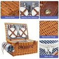 thumbnail image 2 of iLivin Hand-Woven Wicker Picnic Basket Set for 4, Insulated Drink Cooler Bag & Waterproof Blanket, Gift for Anniversary or Wedding, 2 of 7